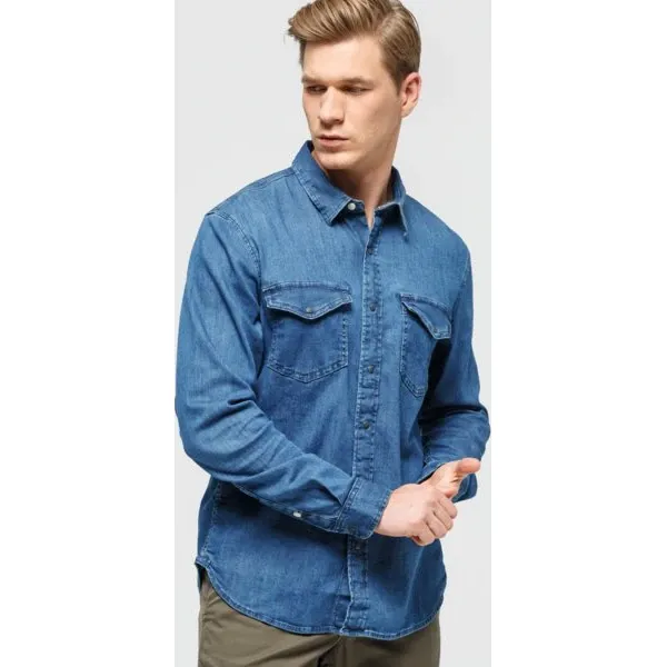 Timberland Koszula Ls Mumford River Stretch Denim , granatowy, rozmiar M. Niebieskie koszule Timberland, m, bez wzorów, z bawełny, bez kołnierzyka, bez ramiączek. Za 429.99 zł.