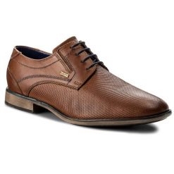 Półbuty Bugatti. Brązowe eleganckie półbuty Bugatti, bez wzorów, bez obcasa, bez zapięcia. Za 299.00 zł.