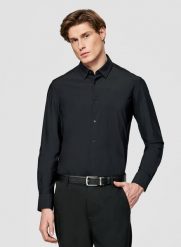 PAKO LORENTE - Czarna dzianinowa koszula męska. Czarne koszule Pako Lorente, l, bez wzorów, z dzianiny, bez kołnierzyka, bez ramiączek. Za 299.99 zł.