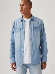 Levi's Koszula dżinsowa - Regular fit - w kolorze błękitnym rozmiar: S. Niebieskie koszule Levi's®, s, bez wzorów, z bawełny, bez kołnierzyka, bez ramiączek. Za 146.63 zł.