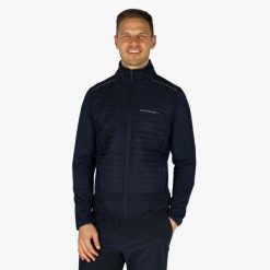 Sweter treningowy trening męski Swedemount On Course Fullzip szybkoschnący. Niebieskie kurtki treningowe SWEDEMOUNT, m, bez wzorów, bez kaptura, na fitness i siłownię. Za 279.99 zł.