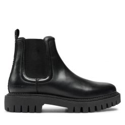 Sztyblety Tommy Hilfiger. Czarne botki sznurowane Tommy Hilfiger, bez wzorów, bez obcasa, bez zapięcia. Za 849.99 zł.