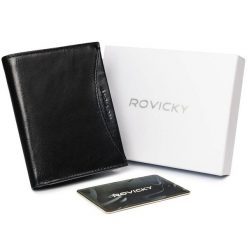 Portfel męski czarny Rovicky 1502-03-BOR-1140 BLA. Czarne portfele ROVICKY, bez wzorów. Za 61.99 zł.