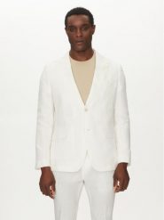 BOSS Marynarka C-Huge-Peak-252 50540516 Biały Slim Fit. Białe garnitury Boss, m, bez wzorów, ze lnu. Za 1,489.00 zł.