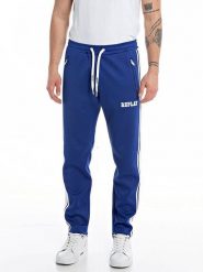 Replay Spodnie dresowe w kolorze niebieskim rozmiar: XL. Niebieskie spodnie treningowe długie Replay, xl, bez wzorów, z dresówki. Za 352.43 zł.