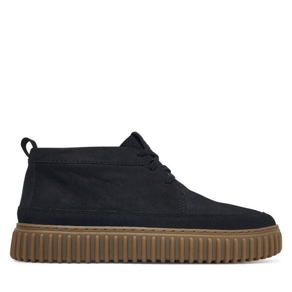 Trzewiki Clarks. Czarne botki sznurowane Clarks, bez wzorów, bez obcasa, bez zapięcia. Za 519.99 zł.