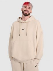 4F Bluza dresowa oversize nierozpinana z kapturem męska 4F x Tomasz Fornal - beżowa S. Brązowe bluzy z kapturem 4F, m, z aplikacjami, z dresówki, z kapturem. Za 249.99 zł.