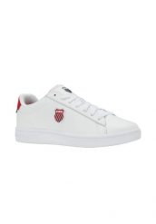 Buty K-Swiss COURT SHIELD II (04412-128-M). Białe buty turystyczne K-SWISS, bez wzorów, z materiału, bez zapięcia, na fitness i siłownię. Za 212.90 zł.