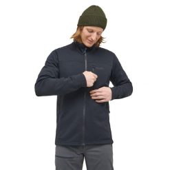 Kurtka turystyczna Haglöfs Rosson Mid. Czarne kurtki Haglöfs, bez wzorów, bez kaptura. Za 465.30 zł.