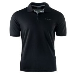 Koszulka polo męska Hi-Tec Site - czarna, Rozmiar M. Czarne koszulki polo sportowe Hi-tec, m, bez wzorów, z poliesteru, bez kołnierzyka, bez ramiączek. Za 59.99 zł.