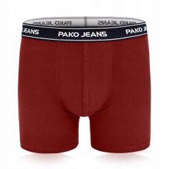 Bawełniane, Klasyczne Bokserki Męskie - Pako Jeans - Bordowe. Czerwone bokserki Pako Jeans, l, bez wzorów, z bawełny. Za 33.00 zł.