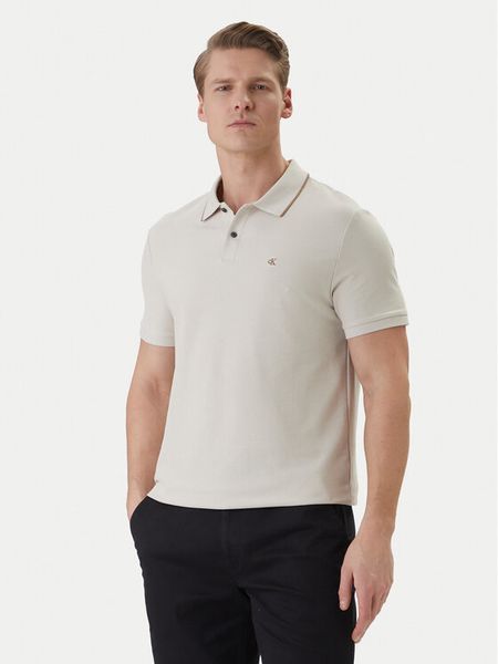 Calvin Klein Polo LV04LC239G Écru Regular Fit. Koszulki polo CALVIN KLEIN, m, bez wzorów, z bawełny, bez kołnierzyka, bez ramiączek. Za 289.99 zł.