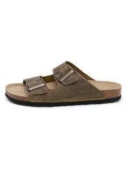 SABOKETS Skórzane klapki w kolorze khaki rozmiar: 42. Brązowe klapki SABOKETS. Za 165.99 zł.