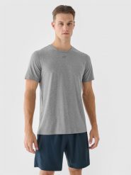 4F Koszulka treningowa regular szybkoschnąca męska - szara S. Szare t-shirty 4F, m, bez wzorów, z dzianiny, bez kołnierzyka, bez ramiączek. Za 99.99 zł.