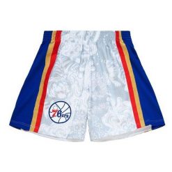 Szorty Philadelphia 76ers Swingman NBA CNY 4.0 1996/97. Białe szorty Mitchell & Ness, bez wzorów, retro. Za 497.00 zł.