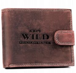 Portfel męski Always Wild N992L-CHM-BL brązowy. Brązowe portfele Always Wild, bez wzorów, z nubiku. Za 44.99 zł.