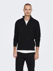 ONLY & SONS Sweter w kolorze czarnym rozmiar: XXL. Czarne swetry nierozpinane Only & Sons, xxl, bez wzorów, bez kołnierzyka, bez ramiączek. Za 105.38 zł.