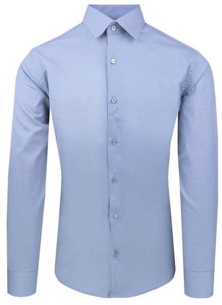 Ciemnoniebieska Koszula Bawełniana o Taliowanym Kroju, Jednokolorowa. Niebieskie koszule Pazzani, bez wzorów, z bawełny, bez kołnierzyka, bez ramiączek. Za 169.00 zł.