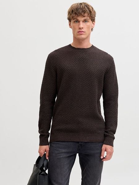 Jack & Jones Sweter w kolorze brązowym rozmiar: L. Brązowe swetry nierozpinane Jack & Jones, l, bez wzorów, z bawełny, bez kołnierzyka, bez ramiączek. Za 104.99 zł.