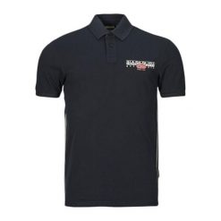 Koszulka polo męska Napapijri E-Aylmer. Czarne koszulki polo sportowe Napapijri, l, bez wzorów, bez kołnierzyka, bez ramiączek. Za 209.99 zł.