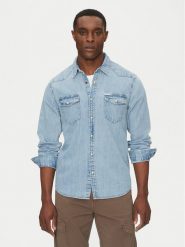 Guess Jeans Koszula M5RH55 D5M82 Niebieski Regular Fit. Niebieskie koszule Guess Jeans, m, z aplikacjami, z bawełny, bez kołnierzyka, bez ramiączek. Za 349.99 zł.
