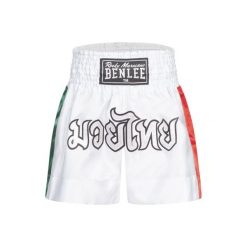 Spodenki do boksu tajskiego Benlee Goldy. Białe szorty Benlee, m, bez wzorów, z satyny, sportowe. Za 213.50 zł.