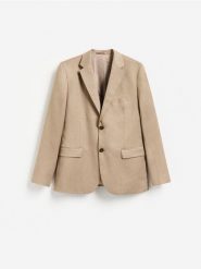Marynarka slim fit z dodatkiem wiskozy - brązowy. Brązowe garnitury Reserved, l, bez wzorów, z tkaniny. Za 359.99 zł.