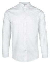 Koszula Męska Bawełniana, Biała Elegancka, Długi Rękaw, Jednokolorowa, Taliowana, Slim -PAKO JEANS. Białe koszule Pako Jeans, m, bez wzorów, z bawełny, bez kołnierzyka, bez ramiączek. Za 179.00 zł.
