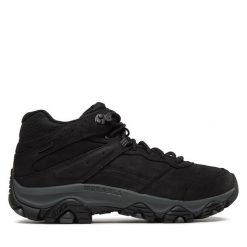 Trekkingi Merrell. Czarne botki sznurowane Merrell, bez wzorów, bez obcasa, bez zapięcia. Za 729.99 zł.