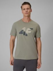 4F T-shirt regular z nadrukiem męski - khaki 3XL. Brązowe t-shirty 4F, m, bez wzorów, z bawełny, bez kołnierzyka, bez ramiączek. Za 59.99 zł.