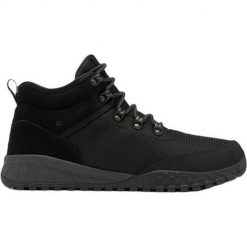Buty do chodzenia męskie Columbia Fairbanks Mid Waterproof. Czarne buty sportowe casual Columbia, bez wzorów, z materiału, bez zapięcia. Za 498.00 zł.