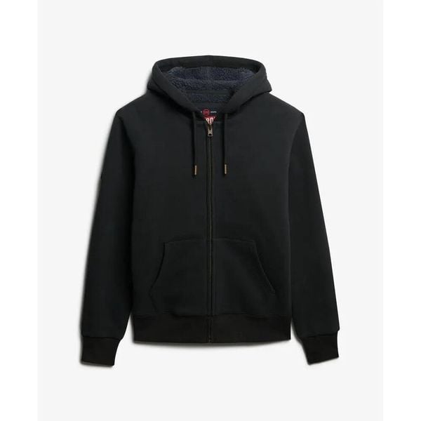 Bluza z kapturem i zamkiem błyskawicznym Superdry Borg. Czarne bluzy Superdry, l, z aplikacjami, z kapturem. Za 468.15 zł.