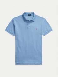Polo Ralph Lauren Polo 710536856444 Błękitny Slim Fit. Niebieskie koszulki polo Polo Ralph Lauren, m, bez wzorów, z bawełny, bez kołnierzyka, bez ramiączek. Za 349.99 zł.