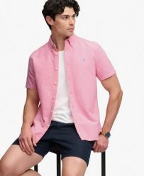 Superdry Koszula Preppy Oxford krótki rękaw z bawełny organicznej. Brązowe koszule Superdry, s, bez wzorów, z bawełny, bez kołnierzyka, bez ramiączek. Za 272.80 zł.