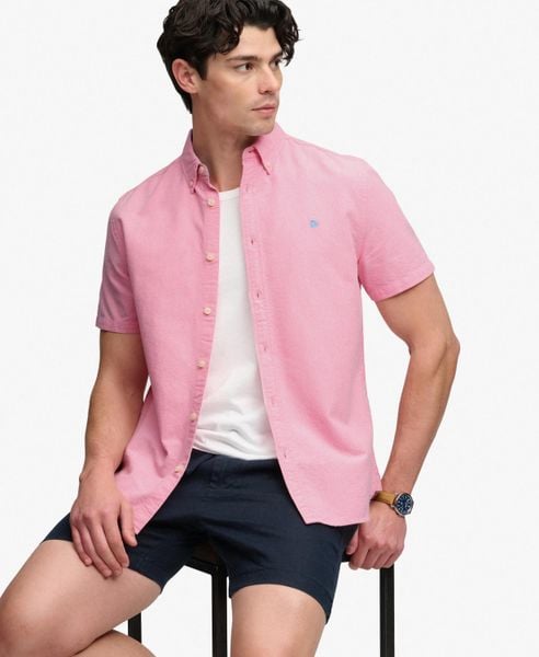 Superdry Koszula Preppy Oxford krótki rękaw z bawełny organicznej. Brązowe koszule Superdry, m, bez wzorów, z bawełny, bez kołnierzyka, bez ramiączek. Za 245.20 zł.