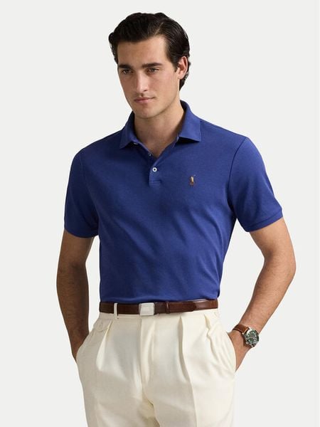 Polo Ralph Lauren Polo 710704319164 Granatowy Slim Fit. Niebieskie koszulki polo Polo Ralph Lauren, m, bez wzorów, z bawełny, bez kołnierzyka, bez ramiączek. Za 339.99 zł.