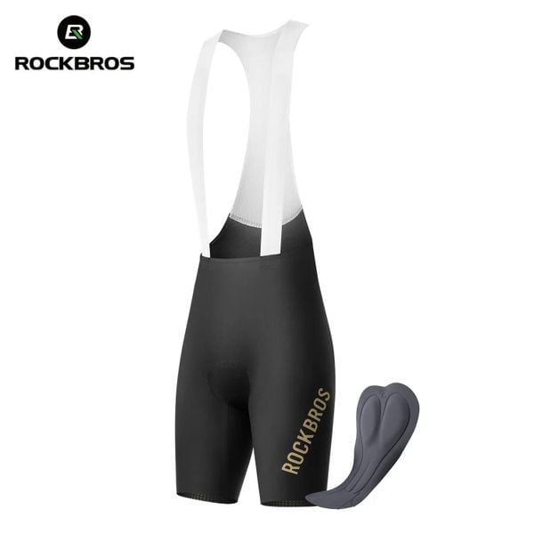 Spodenki kolarskie z szelkami i włoską wkładką ROCKBROS. Czarne spodenki rowerowe ROCKBROS, l, bez wzorów, ze skóry, na fitness i siłownię. Za 260.48 zł.