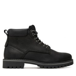 Trzewiki Jack&Jones. Czarne botki sznurowane Jack&Jones, bez wzorów, bez obcasa, bez zapięcia. Za 449.99 zł.