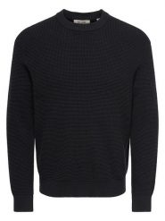 ONLY & SONS Sweter "Marius" w kolorze czarnym rozmiar: M. Czarne swetry nierozpinane Only & Sons, m, bez wzorów, bez kołnierzyka, bez ramiączek. Za 139.95 zł.