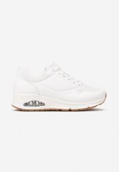 Białe Buty Sportowe Sneakersy z Transparentną Wstawką w Podeszwie Batilina. Białe buty sportowe casual Born2be, bez wzorów, z jeansu, z okrągłym noskiem, bez zapięcia. W wyprzedaży za 95.99 zł.