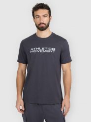 4F T-shirt regular z nadrukiem męski - szary XXL. Szare t-shirty 4F, m, bez wzorów, z materiału, bez kołnierzyka, bez ramiączek. Za 69.99 zł.