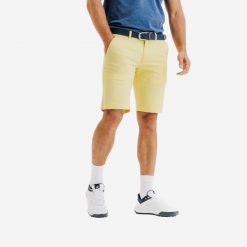 Spodenki do golfa chino męskie Inesis MW500. Żółte szorty INESIS, l, bez wzorów, z bawełny, sportowe. Za 79.99 zł.