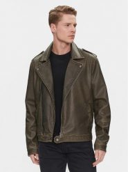 Brave Soul Kurtka z imitacji skóry MJK-CONEYKHAKI Khaki Straight Fit. Brązowe kurtki Brave Soul, m, bez wzorów, ze skóry, bez kaptura. Za 219.99 zł.