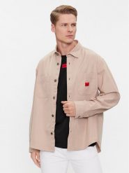 Hugo Koszula Erato 50500199 Beżowy Oversize. Brązowe koszule Hugo, m, bez wzorów, z bawełny, bez kołnierzyka, bez ramiączek. Za 219.99 zł.