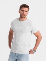 Męski t-shirt fullprint w liście palmy - szary V2 OM-TSFP-0182 - XXL. Szare t-shirty Ombre Clothing, l, bez wzorów, z bawełny, bez kołnierzyka, bez ramiączek. Za 77.99 zł.