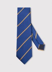 PAKO LORENTE - Granatowy krawat męski w paski. Niebieskie krawaty i muchy Pako Lorente, bez wzorów, z poliesteru. Za 69.99 zł.