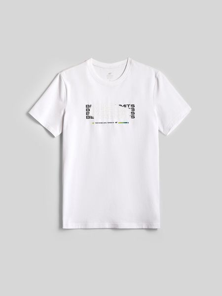 4F T-shirt slim z nadrukiem męski - biały S. Białe t-shirty 4F, bez wzorów, z bawełny, bez ramiączek. Za 69.99 zł.