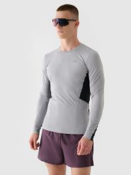 4F Longsleeve do biegania szybkoschnący męski - szary XXL. Szare koszulki z długim rękawem 4F, m, bez wzorów, z dzianiny, bez ramiączek. W wyprzedaży za 59.99 zł.