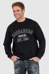 DSQUARED2 Czarna bluza męska z logo phys ed., Rozmiar XXL. Czarne bluzy Dsquared2, l, bez wzorów, bez kaptura. W wyprzedaży za 1,199.99 zł.