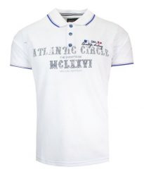 Koszulka POLO Biała z Nadrukiem, Casualowa, Męska, Krótki Rękaw. Białe bluzki z długim rękawem MCL, l, bez wzorów, z bawełny, bez kołnierzyka, bez ramiączek. Za 145.00 zł.
